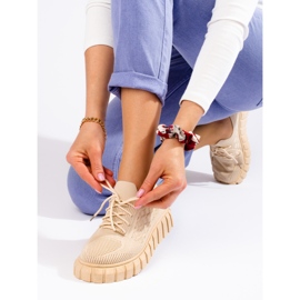 Sportskor i beige Shelovet-tyg för kvinnor 1