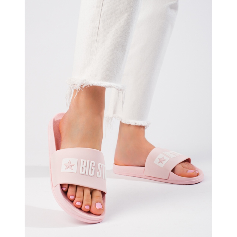 Klassiska rosa tofflor för kvinnor Big Star FF274A201600 2