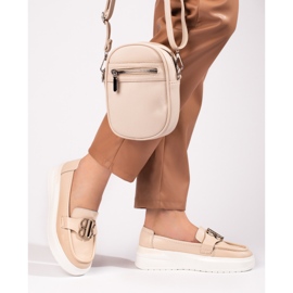 Vinceza beige plattform loafers med dekoration 1
