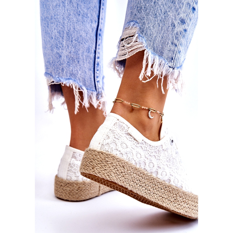 Big Star flätade plattformssneakers för kvinnor LL274199 Vit 4