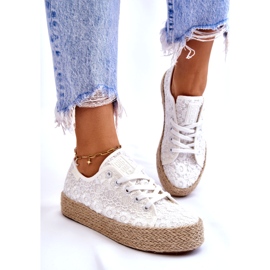 Big Star flätade plattformssneakers för kvinnor LL274199 Vit 2