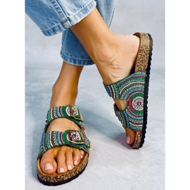 Seastar Korktofflor med pärlor från Adaora Green grön 1