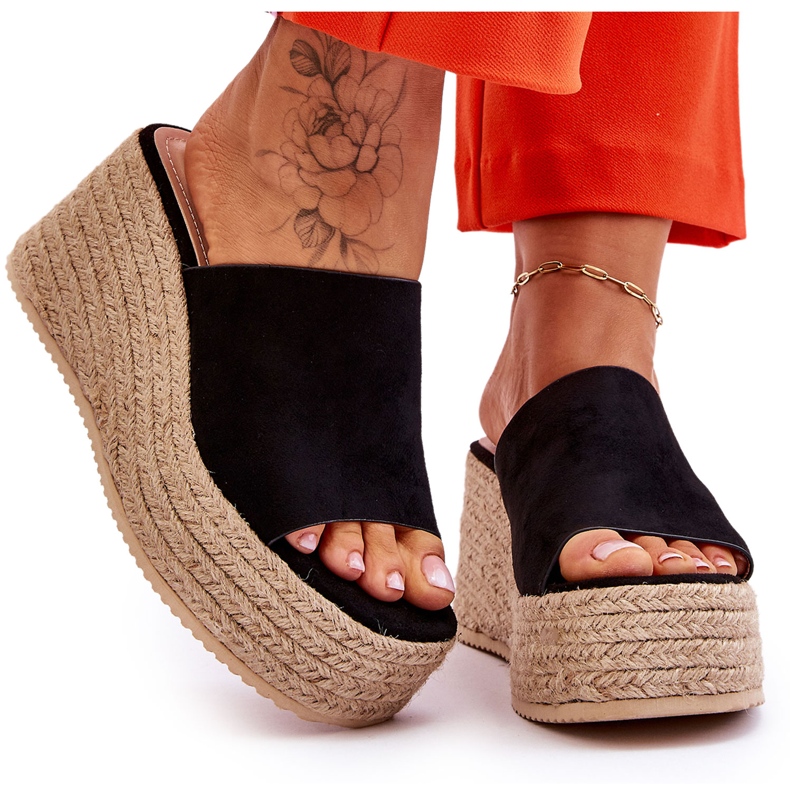 FS1 Damtofflor med kil och plattform Svart Ysabel 8