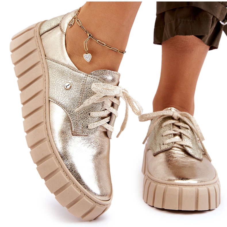 Lemar Platformskor i läder, guld gyllene 4