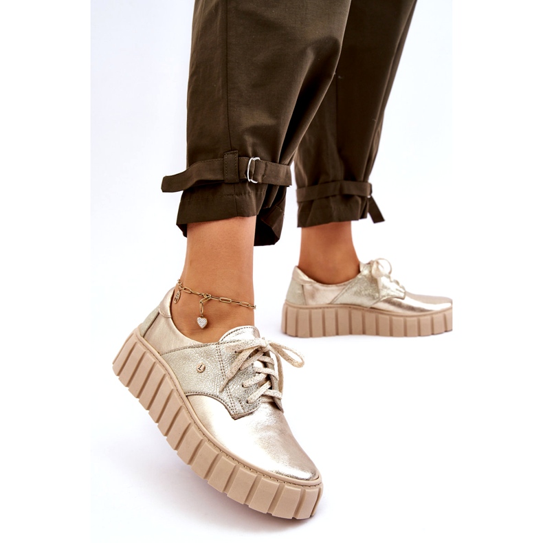 Lemar Platformskor i läder, guld gyllene 1