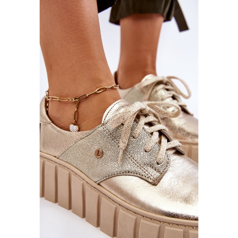 Lemar Platformskor i läder, guld gyllene 2