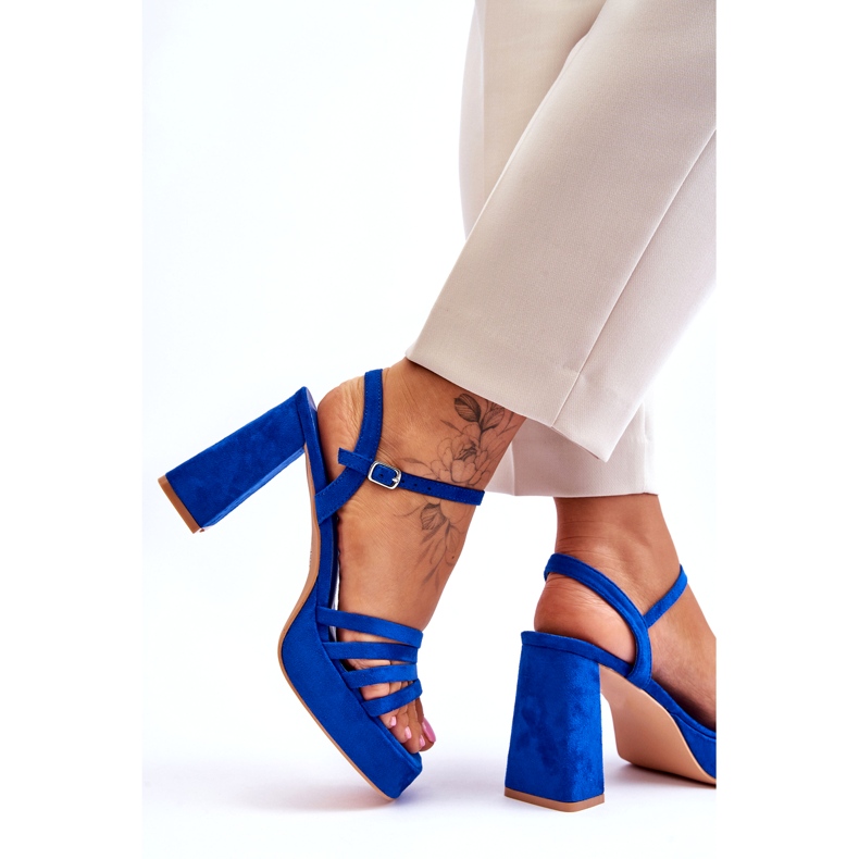 FB2 Platformsandaler i mocka för kvinnor Blå Verda 4