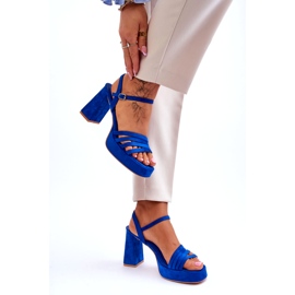 FB2 Platformsandaler i mocka för kvinnor Blå Verda 5