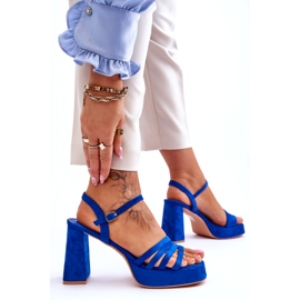 FB2 Platformsandaler i mocka för kvinnor Blå Verda 6