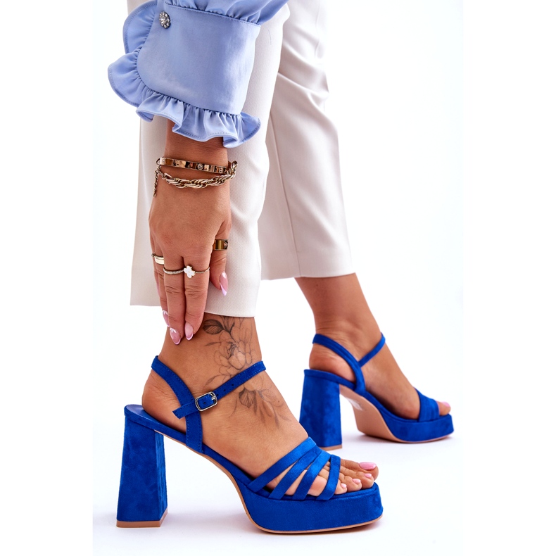 FB2 Platformsandaler i mocka för kvinnor Blå Verda 6