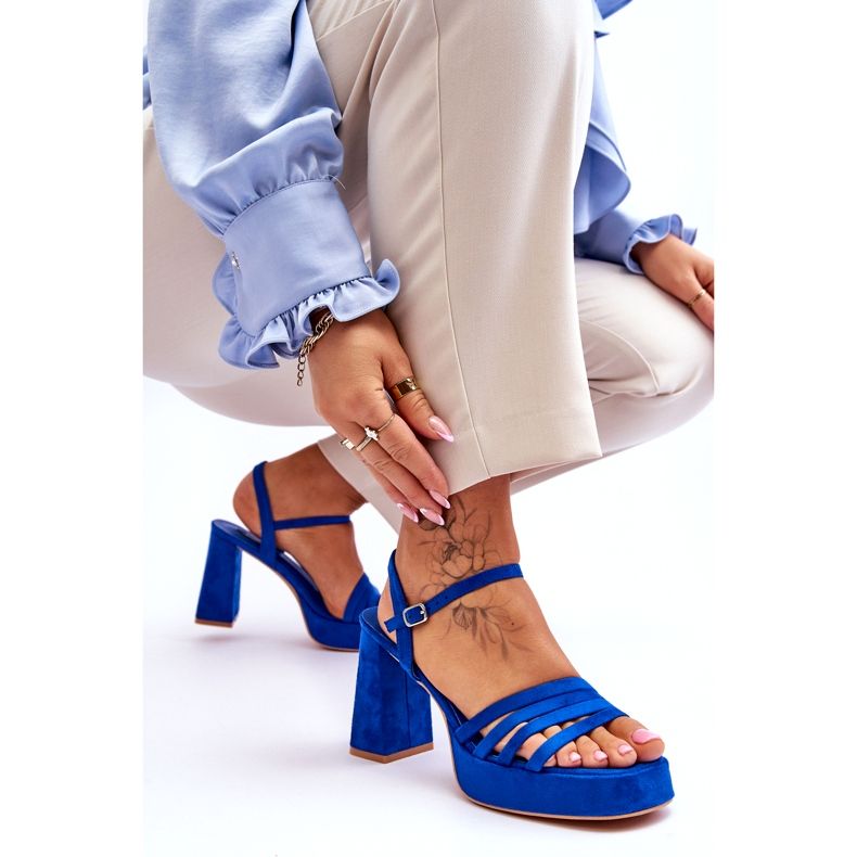FB2 Platformsandaler i mocka för kvinnor Blå Verda 8