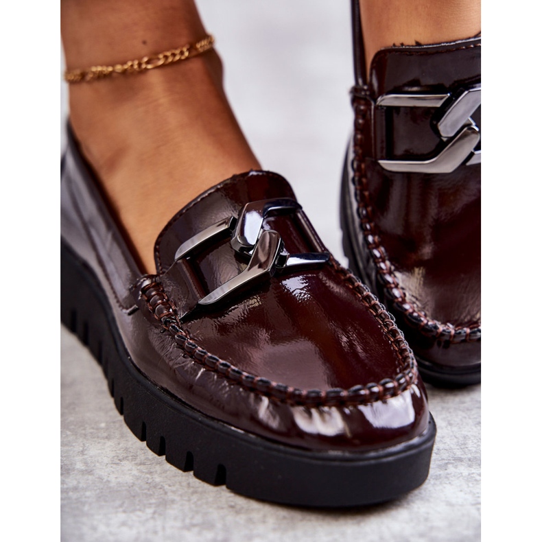 Sergio Leone Lackade Loafers På Burgundy Kjersti Plattformen röd 4