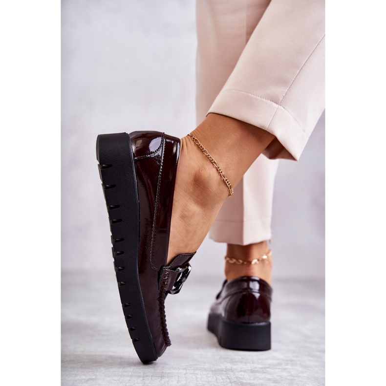 Sergio Leone Lackade Loafers På Burgundy Kjersti Plattformen röd 5