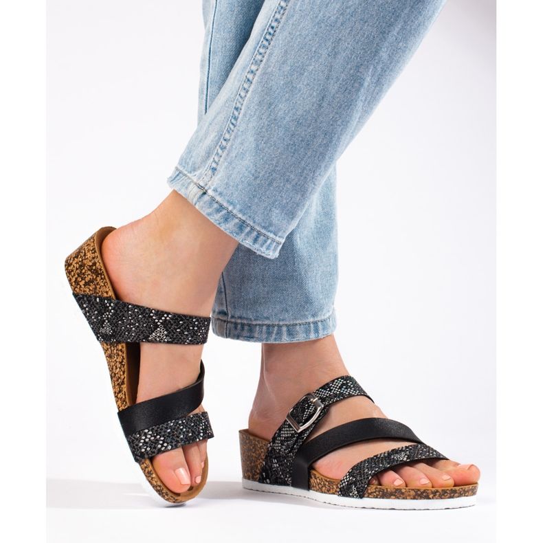 W. Potocki Damtofflor med en lågkil svart Potocki 1