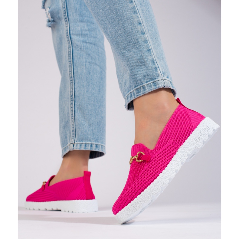 Dam slip on tyg Shelovet fuchsia rosa 1
