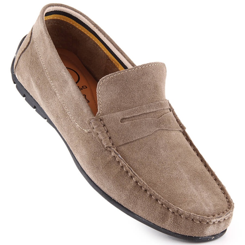 Mockasiner i mocka i skinn för män Filippo MP921 taupe loafers beige 1
