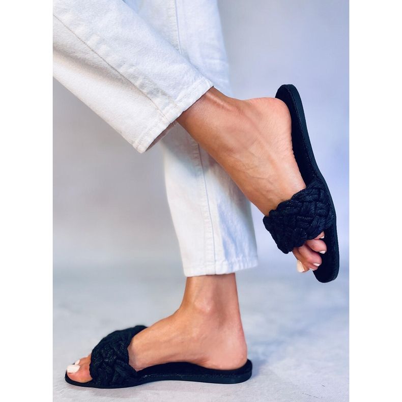 Erika Black damtofflor med snörning svart 2