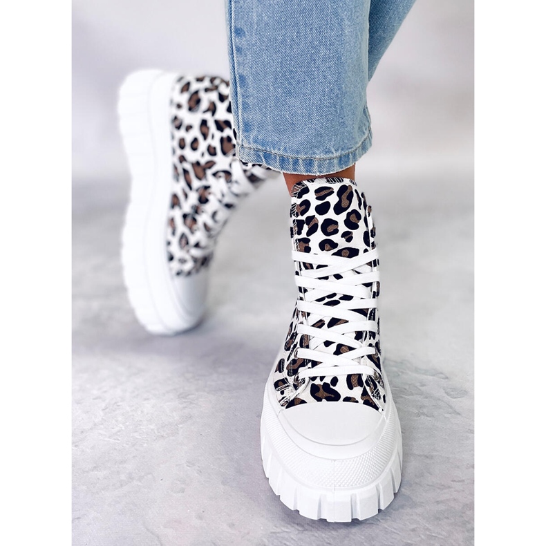 Lion Leopard leopard high-top sneakers vit 1