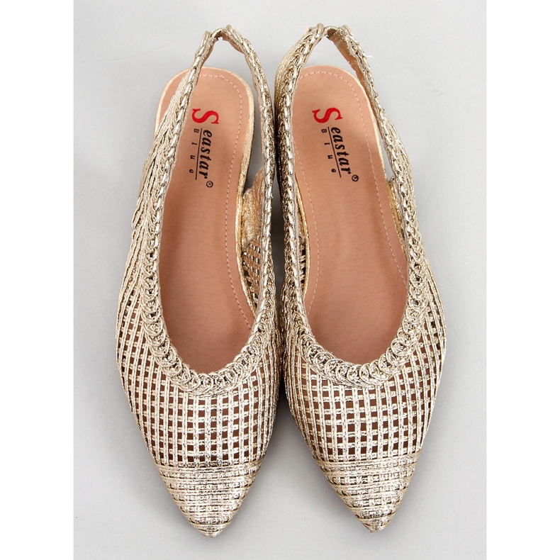 PA1 Grazia Gold Openwork Ballerinas med öppen klack gyllene 1