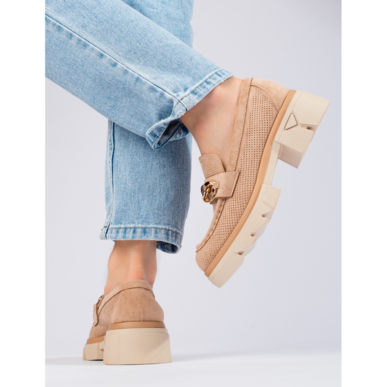 Mocka loafers med kedja Shelovet beige 2