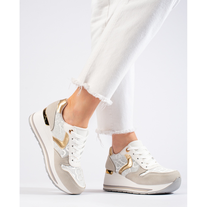 Shelovet wedge sneakers för kvinnor beige 2