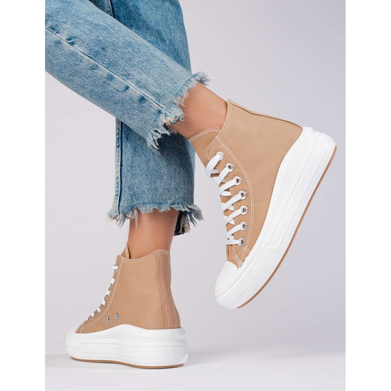 Shelovet beige high platform sneakers 1