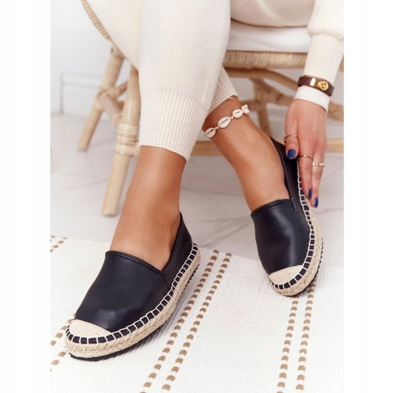 Läder Espadriller På En Flätad Sula Big Star HH274505 Svart 2