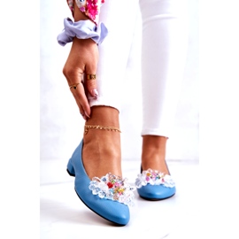 Alberto Violli Kvinnors läderballerinor med dekoration blått 1