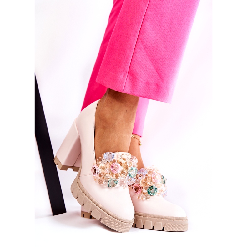 PA2 Eleganta pumps med prydnad Vanlig ljusrosa Caterine 3