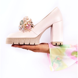 PA2 Eleganta pumps med prydnad Vanlig ljusrosa Caterine 4