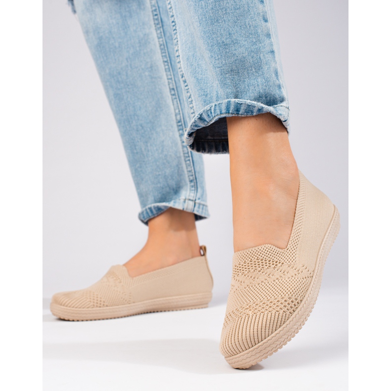 Slip-on sneakers i textil för kvinnor Shelovet beige 1