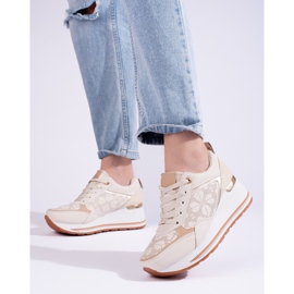 Shelovet beige wedge sneakers för kvinnor 1