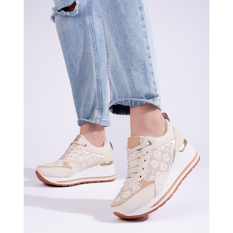 Shelovet beige wedge sneakers för kvinnor 1