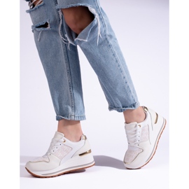 Shelovet wedge-sneakers med kräm för kvinnor beige 2