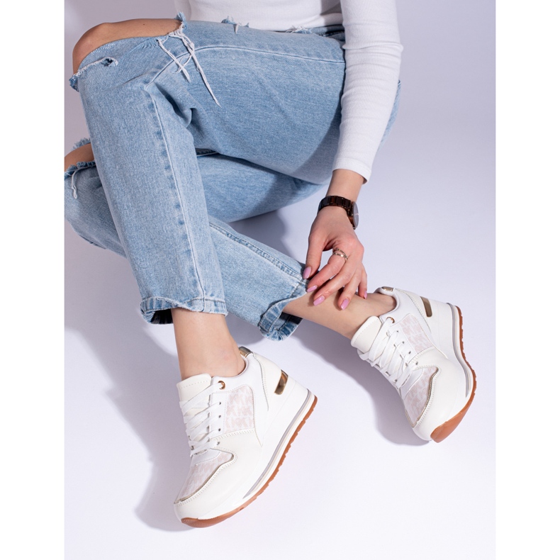 Shelovet wedge-sneakers med kräm för kvinnor beige 1