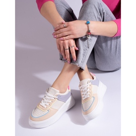 Flerfärgade sneakers på en tjock Shelovet-plattform beige 2