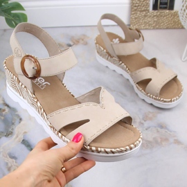 Bekväma damsandaler beige Rieker 67173-60 1