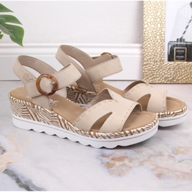 Bekväma damsandaler beige Rieker 67173-60 2