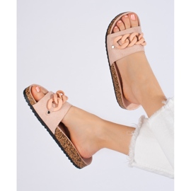 W. Potocki Damtofflor i mocka med kedja Potocki rosa 1