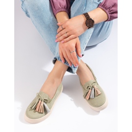 Shelovet Grön Mocka Fringe Slip On 1