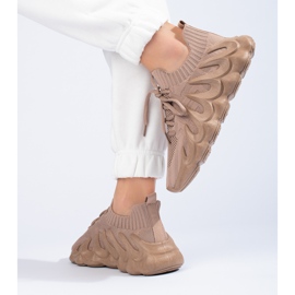 Sneakers i brunt tyg från Shelovet för kvinnor 2