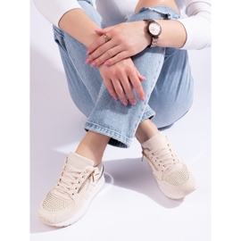 Sneakers med kil för kvinnor beige Shelovet 1