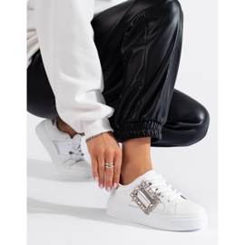 Vita damsneakers med silver Shelovet-inlägg 1