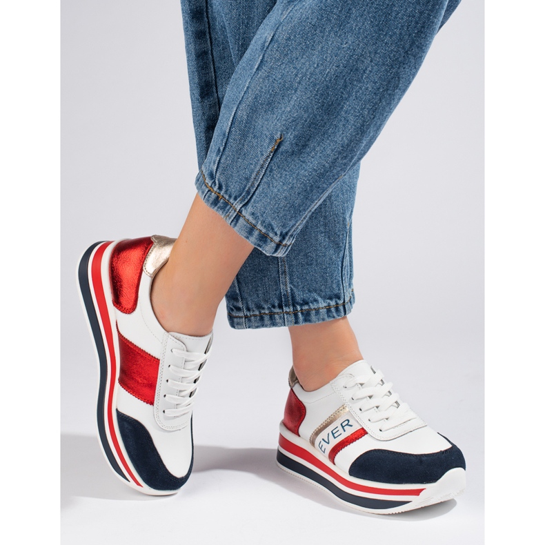 Shelovet Chunky Sole Sneakers Vita &amp; Marinblå 1