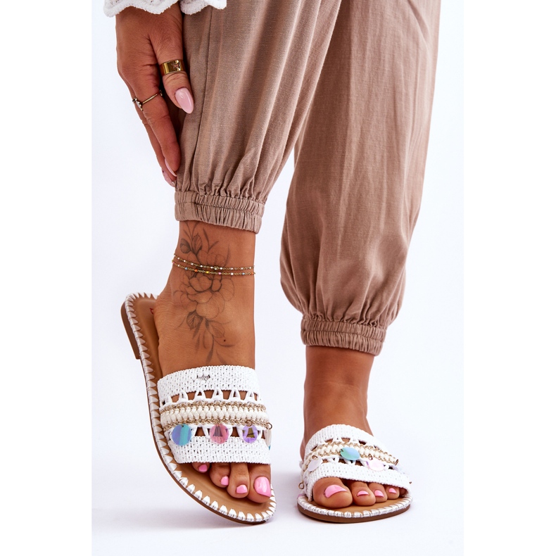 Kvinnors flätade utsmyckade tofflor Vita Millano 1