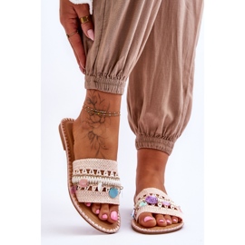 PS1 Kvinnors flätade utsmyckade tofflor Rosa Millano 1