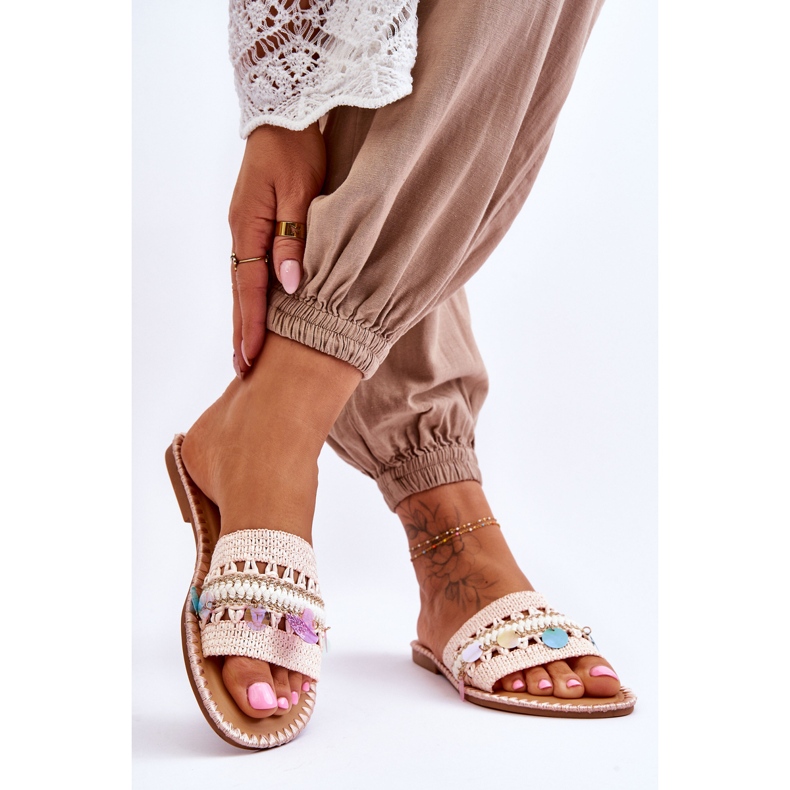 PS1 Kvinnors flätade utsmyckade tofflor Rosa Millano 2