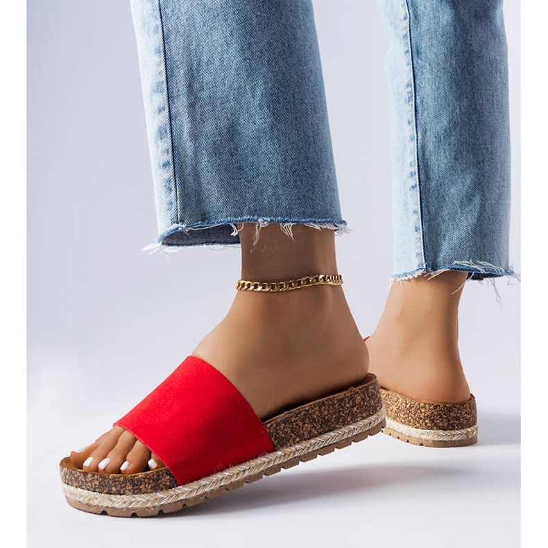 Röda flipflops med korksula från Clovis 2