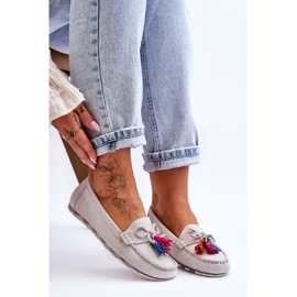 Loafers i mocka med rosett och fransar Grå Dorine 6