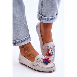 Loafers i mocka med rosett och fransar Grå Dorine 4